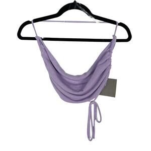 New Le Lis Small S Purple Cropped Cowl Neck Tie Open Back Summer Crop Tank